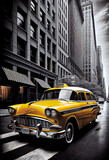 Fototapeta Nowy Jork - Yellow taxi on the street of New York. AI generated