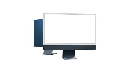 Wall Mural - Computer display with white blank screen. Front view. Isolated on white background. 3D illustration. - modern