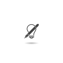 Sticker - Light bulb and pencil logo icon with shadow