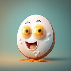 Sticker - Cute Cartoon Egg Character (Created with Generative AI)