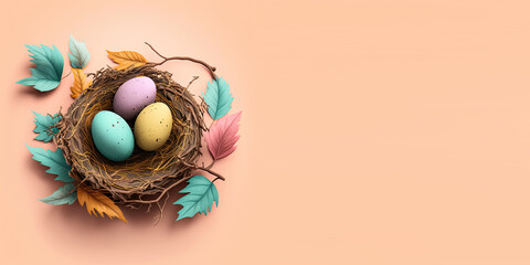 Birds Nest with Colorful Eggs (Created with Generative AI)