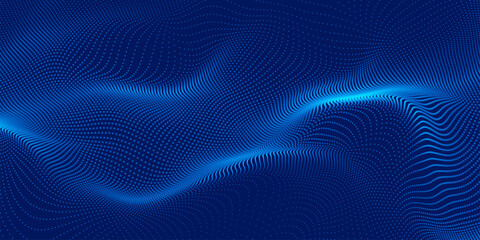 blue background with lines and modern and minimalist technological three-dimensional mesh