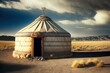 a nomadic Kazakh family's single yurt Generative AI