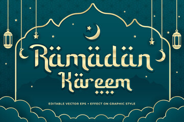 Wall Mural - decorative ramadan editable text effect vector