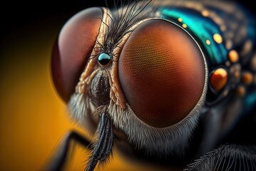 focused macro image of a fly's eye generative ai