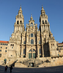Wall Mural - Santiago de Compostela, Spain. Views of the main facade of the Cathedral of Saint James from the Obradoiro Square