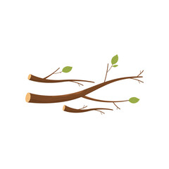 Wall Mural - Cut branches of tree with leaves vector illustration. Cartoon drawing of wood cutting industry element isolated on white background. Construction, carpentry concept