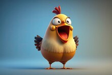 Cute 3D Cartoon Of Chicken Character. Generative AI