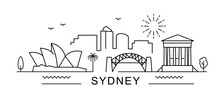 Sydney City Line View. Poster Print Minimal Design. Australia World Travel