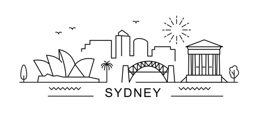 Canvas Print - Sydney City Line View. Poster print minimal design. Australia world travel