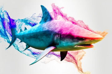 Wall Mural - Abstraction of Shark Painting Generative AI