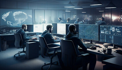 Modern Office with Creative Computer Scientists Working on Futuristic Projects.  Generative AI.