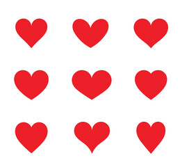 Wall Mural - red hearts icons collection illustration.