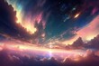 © SaraY Studio - Beautiful sky cloud and sunset view with digital art style, Sunset with beautiful glowing flare light, Colourful cloudy, Fantasy sky, Digital art style, Illustration painting, Generative AI.