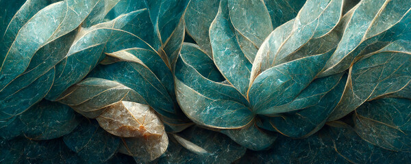 Wall Mural - abstract quartzite stone organic nature leaves wallpaper background. generative ai.