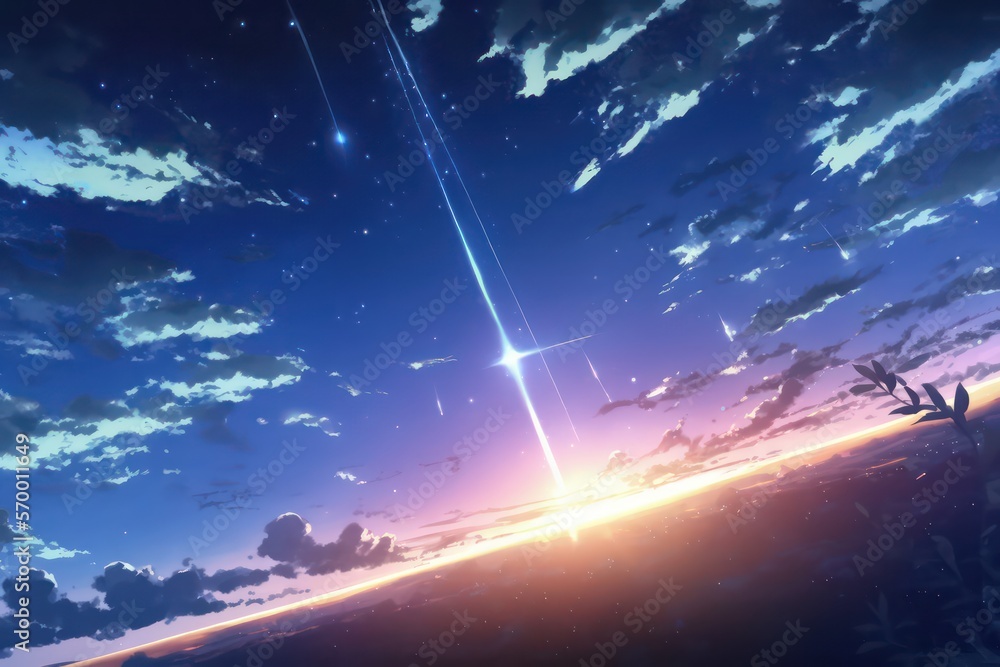 Anime sky art wallpaper background. Fantasy sky with beautiful star