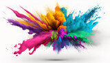 Fototapeta Motyle - Holi powder Color splash paints isolated on white background colorful explosion, Generative ai
