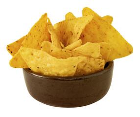 Delicious nachos with cheese. Bowl tortilla chips stock photo. Mexican nachos with cheese. Corn chips isolated stock photo.