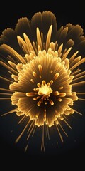 Sticker - a picture of exploding yellow fireworks in the night sky. Generative AI