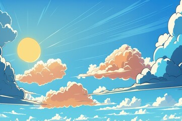 Sticker - beautiful sunny sky and clouds over the horizon. Generative AI