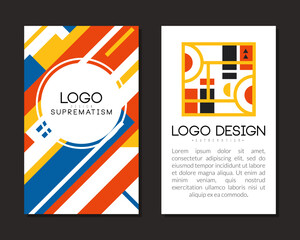 Sticker - Suprematism logo design. Bauhaus style banner, poster, card, template design vector illustration