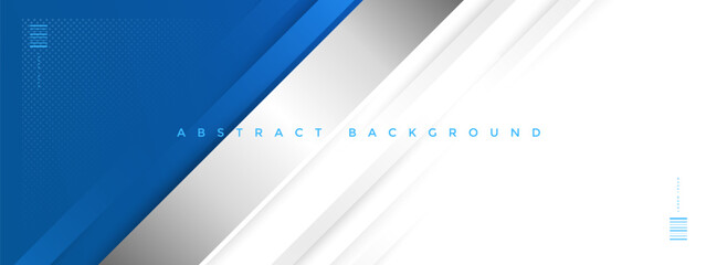 Blue abstract banner background vector, modern corporate concept with silver effect