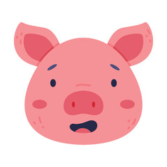 Wall Mural - Head of cute piglet farm animal. Nursery decoration, card or invitation design cartoon vector illustration