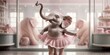 Lustiger Elefant mit Tüllrock TuTu tanzt in der Tanzschule, ai generativ