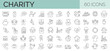 © SkyLine - Outline set of 60  volunteering, charity, donation vector icons for web design. Editable stroke. Vector illustration