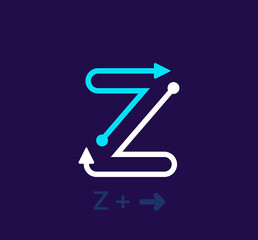 Wall Mural - Linear letter Z logo. Unique logo. Abstract letter simple rotating arrow target icon. corporate identity vector eps.