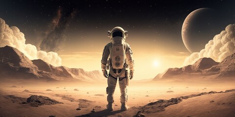 Astronaut at a far planet