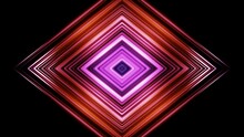 Neon Laser Squares With Reflection. Abstract Technology Motion Background. Seamless Looping. 60 Fps 3D Rendering