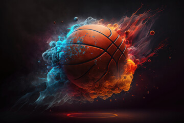 illustration of a basketball in 3d style. futuristic sports concept. ai generation