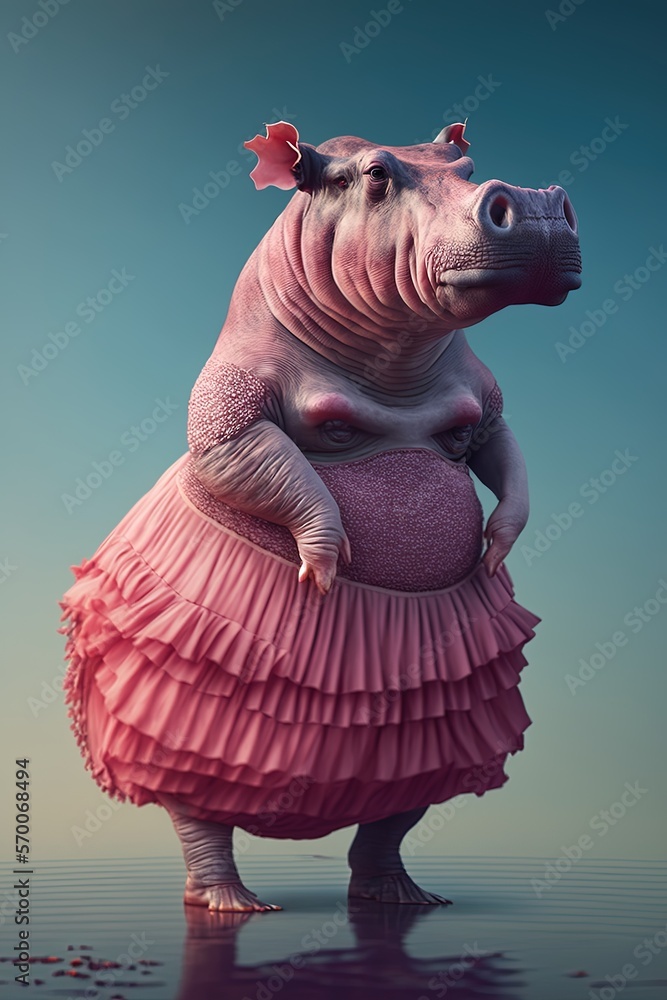 hippo in a pink dress Hippo in Pink Dress