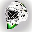 Hockey goalie helmet - white and green color. Generative AI.