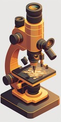 Sticker - Laboratory research microscope, isolated on a white backdrop. Generative AI