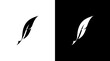 © nuryani - Feather pen logo author monogram r letter initial black and white icon style Designs templates