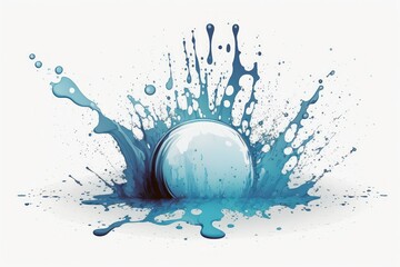 Canvas Print - Water splash, white background with a solitary water splash. Generative AI