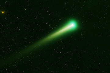 Wall Mural - green comet in dark space. elements of this image furnished by nasa