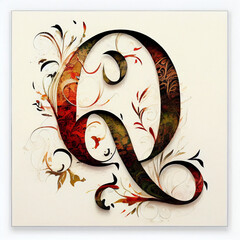 Wall Mural - The beauty of letter Q in Asian calligraphy