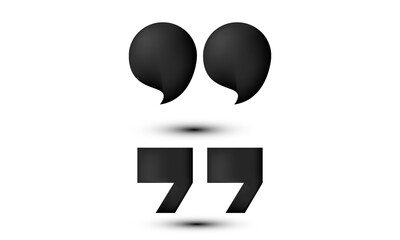 illustration realistic modern black quotation marks symbol icon 3d creative isolated on background