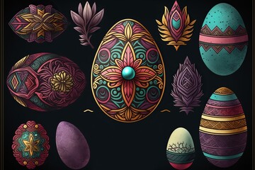 Wall Mural - easter eggs background , Generative ai