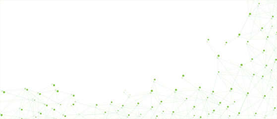 Wall Mural - green network. abstract connection on white background. network technology background with dots and 