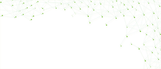 Wall Mural - green network. abstract connection on white background. network technology background with dots and 