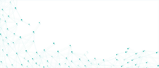 Wall Mural - teal network. abstract connection on white background. network technology background with dots and l
