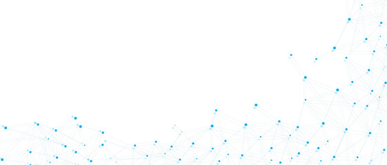 Blue network. Abstract connection on white background. Network technology background with dots and lines for desktop. Ai system background. Abstract concept. Line background, network technology