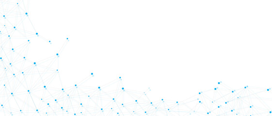 Wall Mural - blue network. abstract connection on white background. network technology background with dots and l