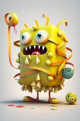 Wall Mural - Monster alien cute cool funny cartoon character illustration sci-fi fantasy scifi
isolated digital art concept artwork creature character graphic design
 3d style generative ai art