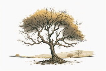 Wall Mural - lone tree against a white background. Generative AI