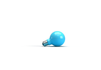 A blue light bulb on a transparent background. 3d render on the topic of business, work, technology, development. Modern minimal style.